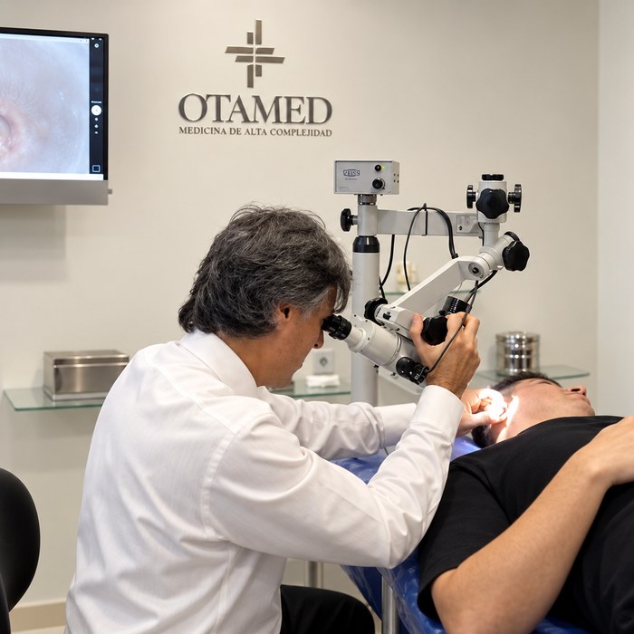 Estudio otorrinolaringológico con microscopio