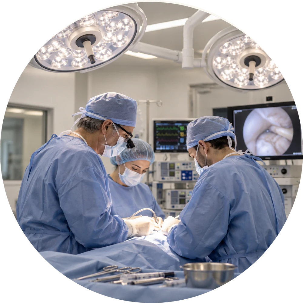 Equipo médico durante una cirugía